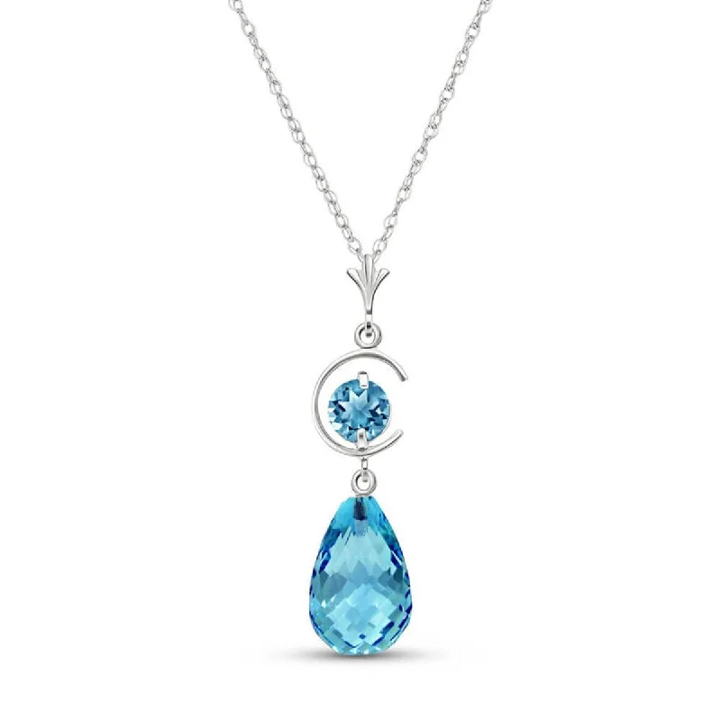 Sunbeam necklace-5.5 Carat 14K Solid White Gold Tomorrow We Live Blue Topaz Necklace