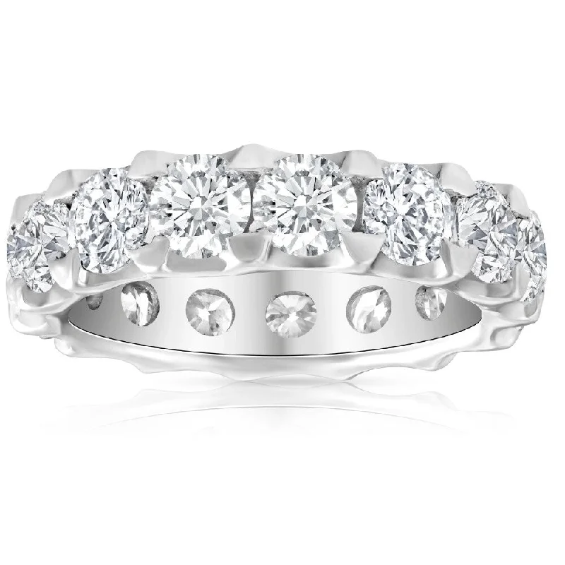 Embossed pattern ring-5 Ct Moissanite Eternity Ring in 10k White, Yellow, or Rose Gold