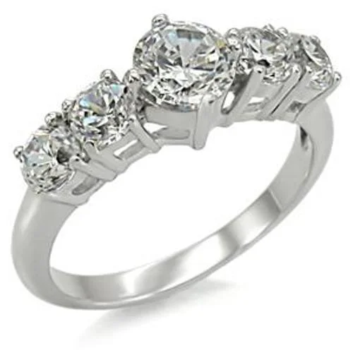 Faint silver ring-5 Round Cut CZ Stainless Steel Wedding Ring