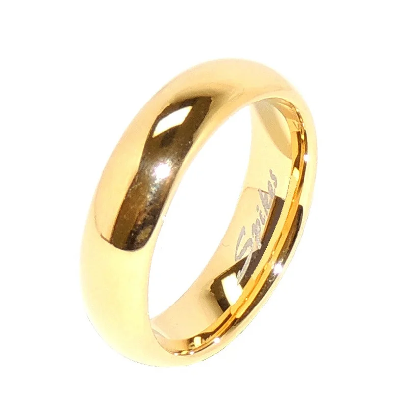 Shiny obsidian ring-5mm 316 Stainless Steel Gold Ion Plated Plain Wedding Band