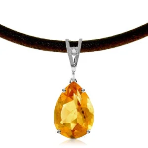 Hooked necklace-6.01 Carat 14K Solid White Gold Unfurl Citrine Diamond Necklace