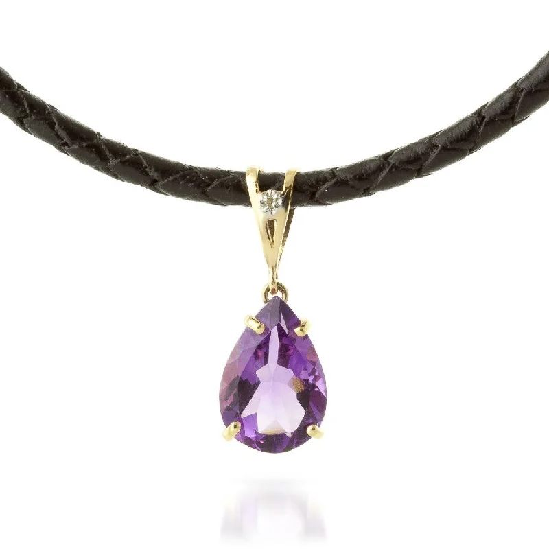 Twinkling crystal necklace-6.01 Carat 14K Solid Yellow Gold Magnitude Amethyst Diamond Necklace