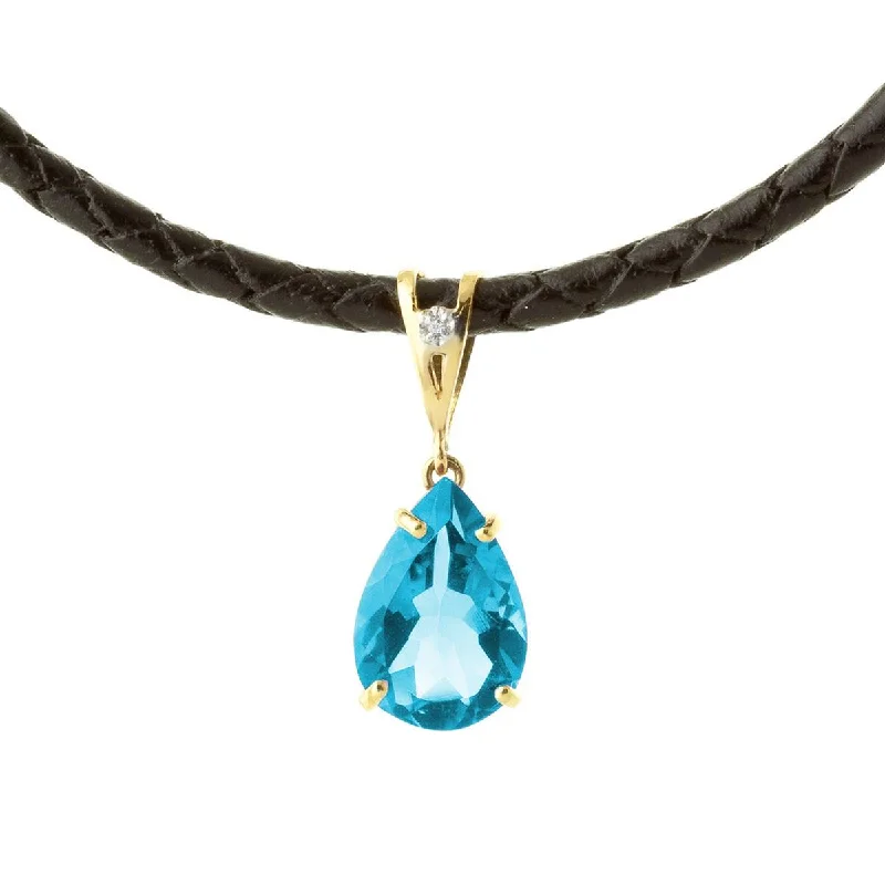 Heavy pave necklace-6.01 Carat 14K Solid Yellow Gold Magnitude Blue Topaz Diamond Necklace