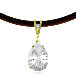 Polished zinc necklace-6.01 Carat 14K Solid Yellow Gold Magnitude White Topaz Diamond Necklace