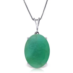 Satin shale necklace-6.5 Carat 14K Solid White Gold Necklace Natural Oval Emerald