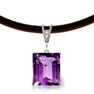 Retro turquoise necklace-6.51 Carat 14K Solid White Gold Book Of Elegance Amethyst Diamond Necklace