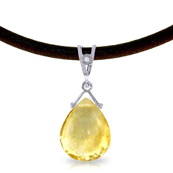 Fine-cut necklace-6.51 Carat 14K Solid White Gold Citrine Standard Citrine Diamond Necklace