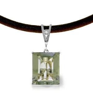 Dense gold necklace-6.51 Carat 14K Solid White Gold Mind Of Lightness Green Amethyst Diamond Necklace