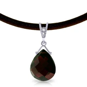 Lush garnet necklace-6.51 Carat 14K Solid White Gold Open Window Garnet Diamond Necklace