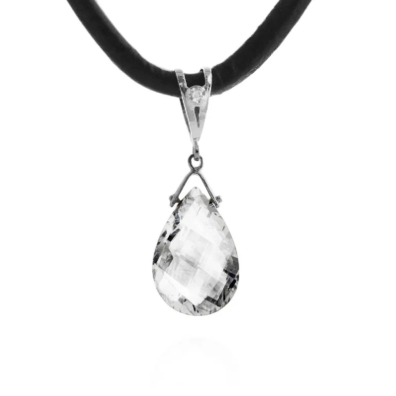 Glossy iridium necklace-6.51 Carat 14K Solid White Gold Petal Kisses White Topaz Diamond Necklace