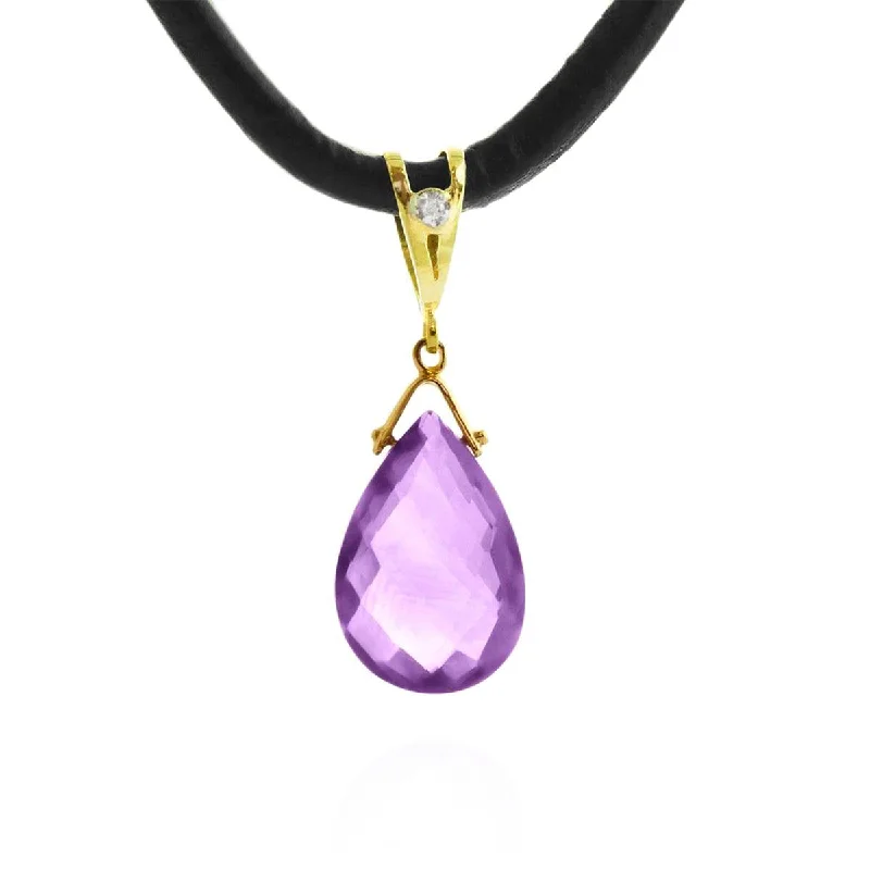 Woven knot necklace-6.51 Carat 14K Solid Yellow Gold Attraction Amethyst Diamond Necklace