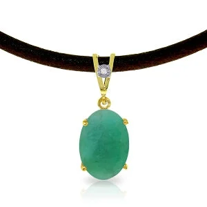 Curved stone necklace-6.51 Carat 14K Solid Yellow Gold Gratitude Emerald Diamond Necklace