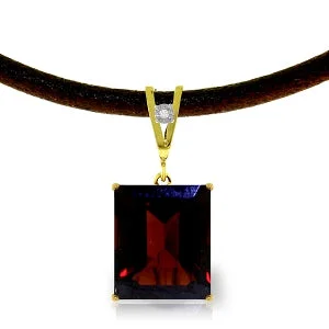 Flecked glaze necklace-6.51 Carat 14K Solid Yellow Gold Solitude Garnet Diamond Necklace