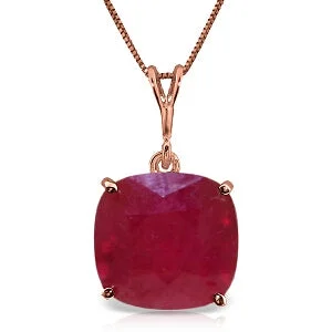 Dense gold necklace-6.75 Carat 14K Solid Rose Gold Necklace Cushion Shape Ruby