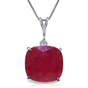 Stamped initial necklace-6.75 Carat 14K Solid White Gold Necklace Cushion Shape Ruby