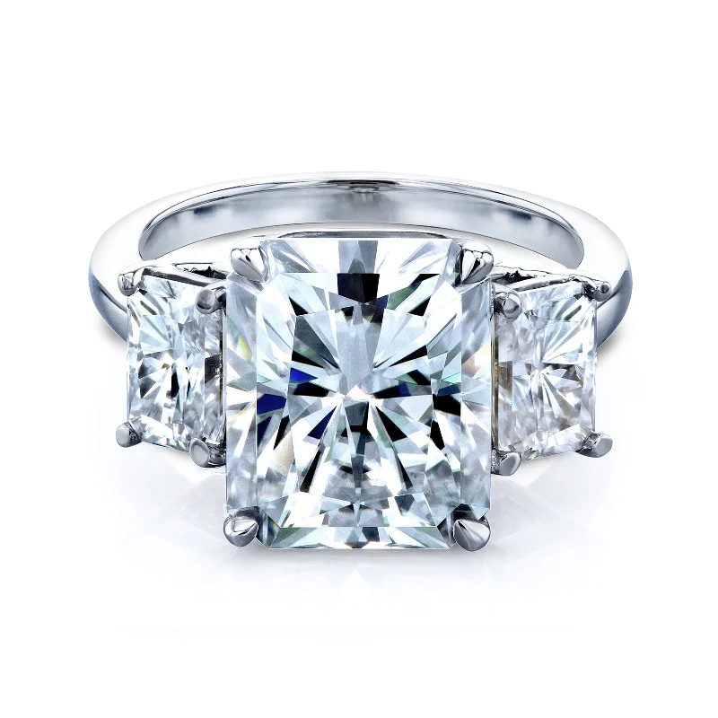 Channeled rim ring-6.7ct.tw Bold 3-Stone Basket Prong Ring