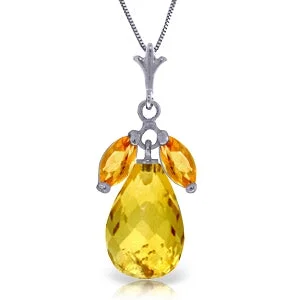 Embossed gem necklace-7.2 Carat 14K Solid White Gold Fond Heart Citrine Necklace