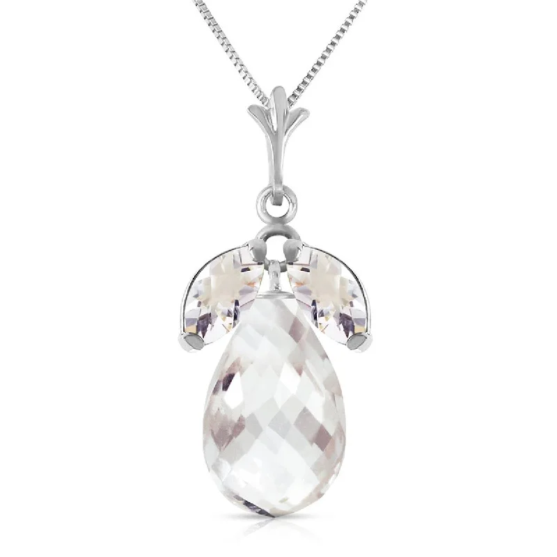 Vivid topaz necklace-7.2 Carat 14K Solid White Gold On The Quay White Topaz Necklace