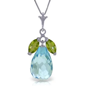 Subtle-scored necklace-7.2 Carat 14K Solid White Gold Soleil Peridot Blue Topaz Necklace