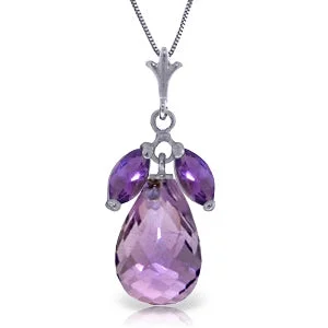 Lush emerald necklace-7.2 Carat 14K Solid White Gold Vitally Important Amethyst Necklace