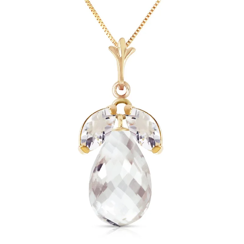 Shiny platinum necklace-7.2 Carat 14K Solid Yellow Gold A Better Answer White Topaz Necklace