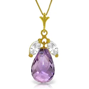 Glowing citrine necklace-7.2 Carat 14K Solid Yellow Gold Firelight Amethyst White Topaz Necklace