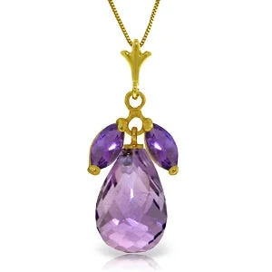 Droplet gem necklace-7.2 Carat 14K Solid Yellow Gold Love You Fiercely Amethyst Necklace