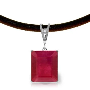 Set stone necklace-7.51 Carat 14K Solid White Gold Eyes Wide Open Ruby Diamond Necklace