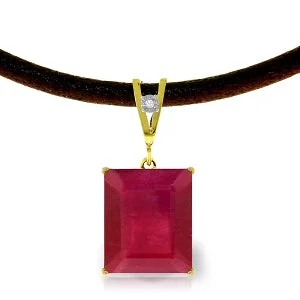 Cosmic burst necklace-7.51 Carat 14K Solid Yellow Gold Solitude Ruby Diamond Necklace