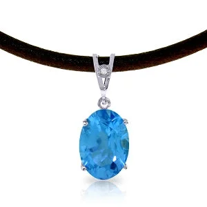 Leaning stone necklace-7.56 Carat 14K Solid White Gold Diversity Is Good Blue Topaz Diamond Necklace