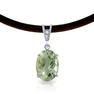 Pale morganite necklace-7.56 Carat 14K Solid White Gold Willow Wind Green Amethyst Diamond Necklace