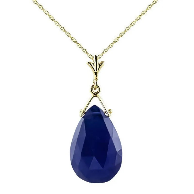 Vivid topaz necklace-7.8 Carat 14K Solid Yellow Gold Necklace Briolette Sapphire