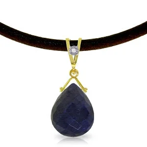 Satin shale necklace-7.81 Carat 14K Solid Yellow Gold Attraction Sapphire Diamond Necklace