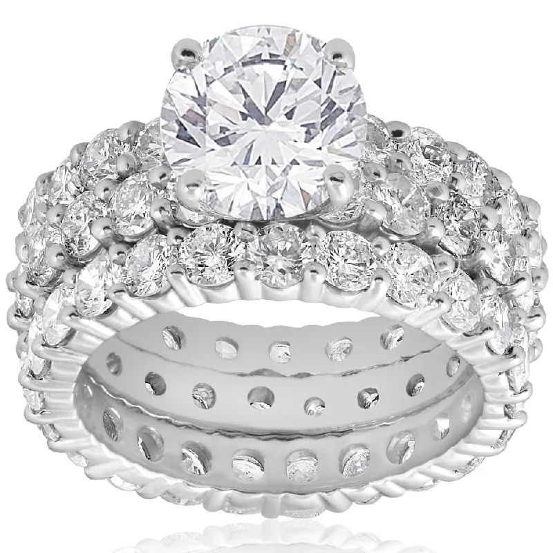 Clasped stone ring-7ct Diamond Engagement Eternity Wedding Ring Set 14k White Gold