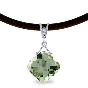 Glowing minimalist necklace-8.76 Carat 14K Solid White Gold Little Women Green Amethyst Diamond Necklace