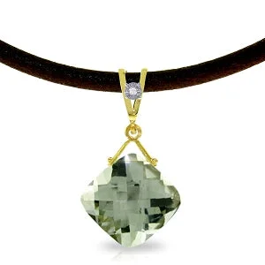 Etched chain necklace-8.76 Carat 14K Solid Yellow Gold Attraction Green Amethyst Diamond Necklace