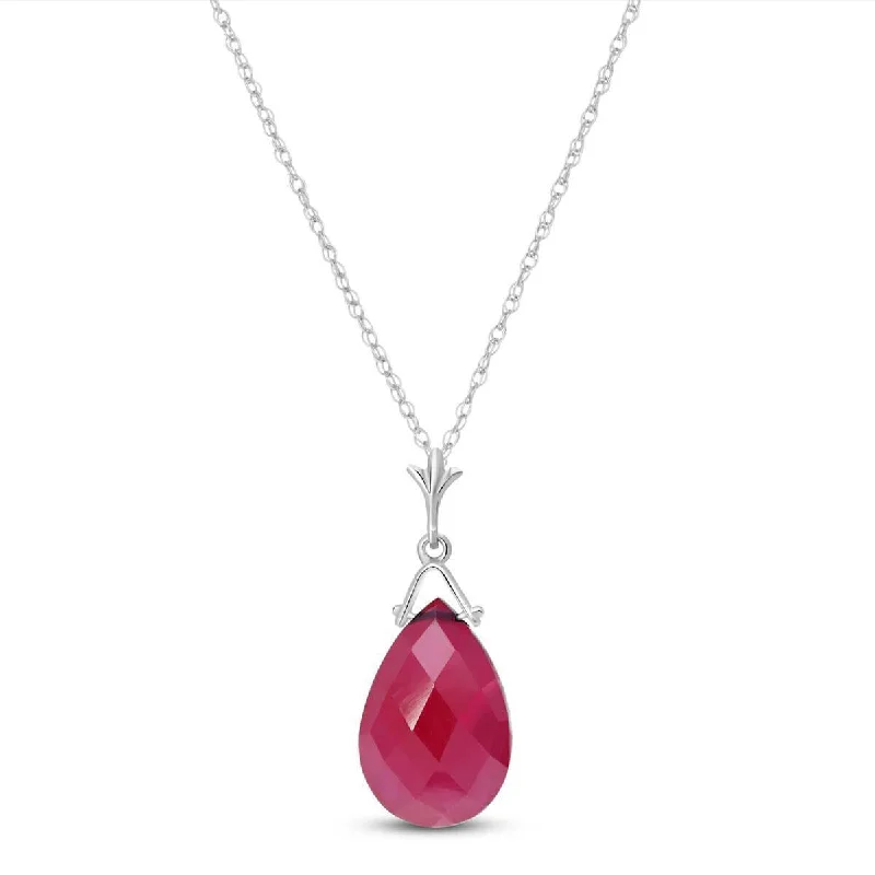 Thick link necklace-8 Carat 14K Solid White Gold Necklace Briolette Ruby