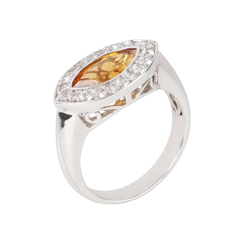 Woven knot ring-925 Sterling Silver Citrine and White Topaz Ring