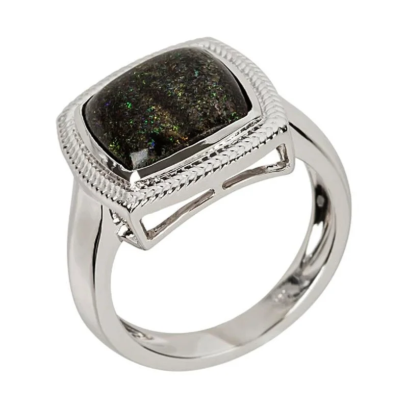 Retro amber ring-925 Sterling Silver Matrix Opal Classic Ring