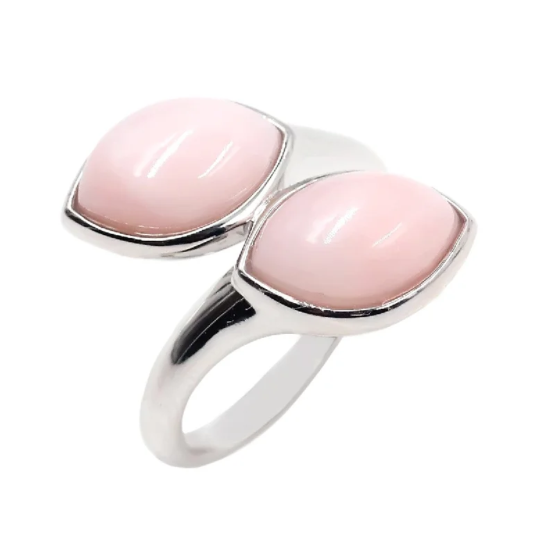 Rich apatite ring-925 Sterling Silver Pink Opal Bypass Ring