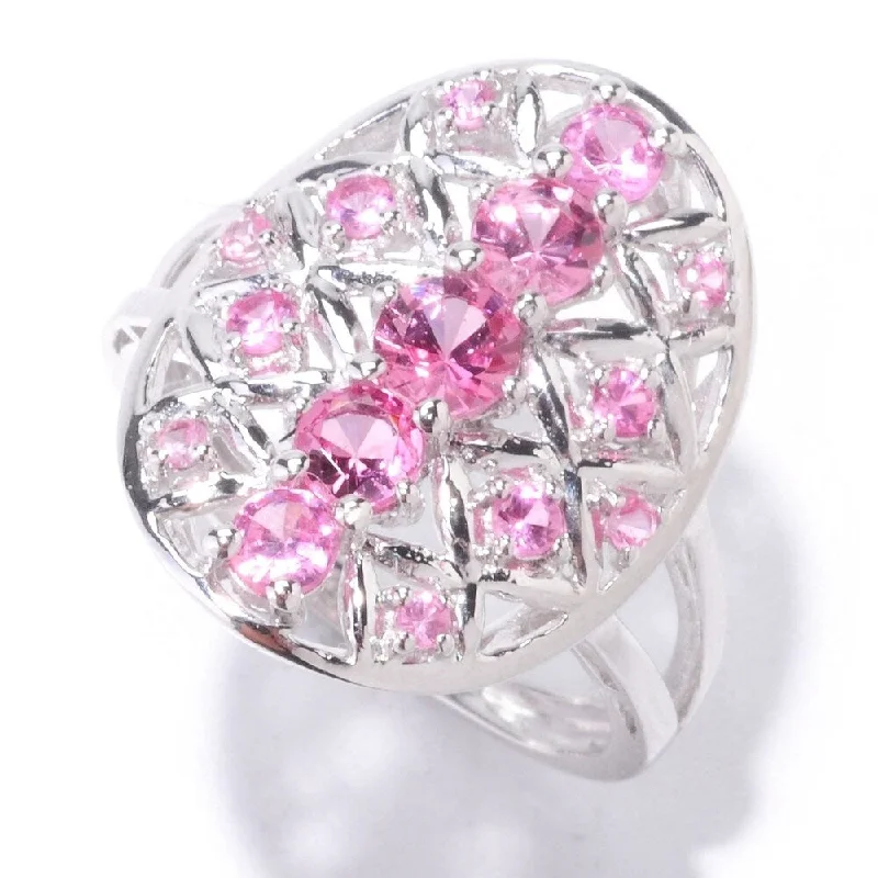 Rolling tide ring-925 Sterling Silver Pink Spinel Ring