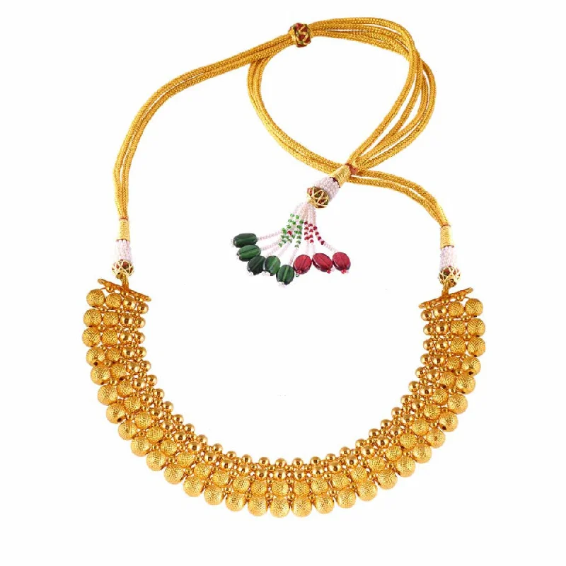 Braided cord necklace-Amazing 22k Gold Statement Designer Necklace For Women From Tushi Collection