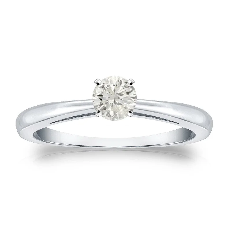 Sprig cluster ring-Auriya 1/4ct TDW Round Solitaire Diamond Engagement Ring Platinum