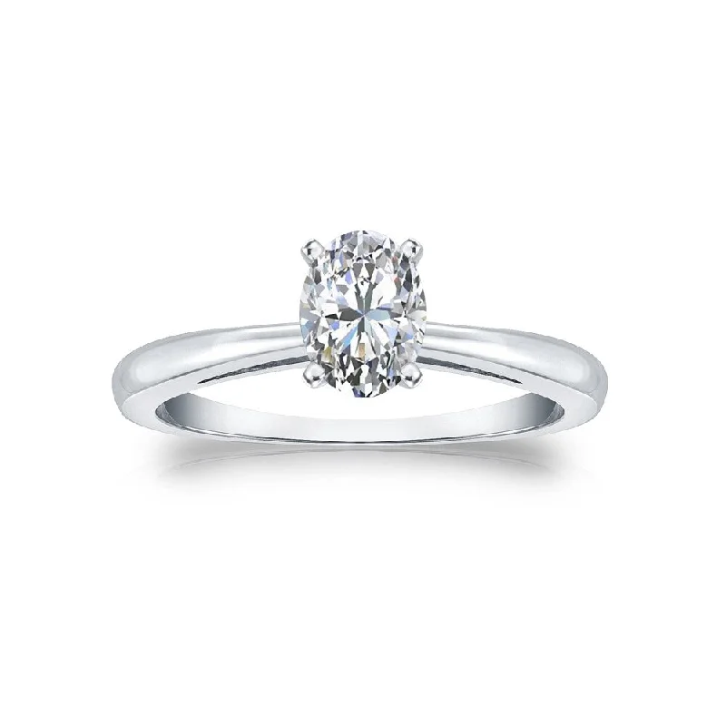 Light braid ring-Auriya 14k Gold 1/2ctw Oval-cut Solitaire Diamond Engagement Ring (H-I, I1-I2)