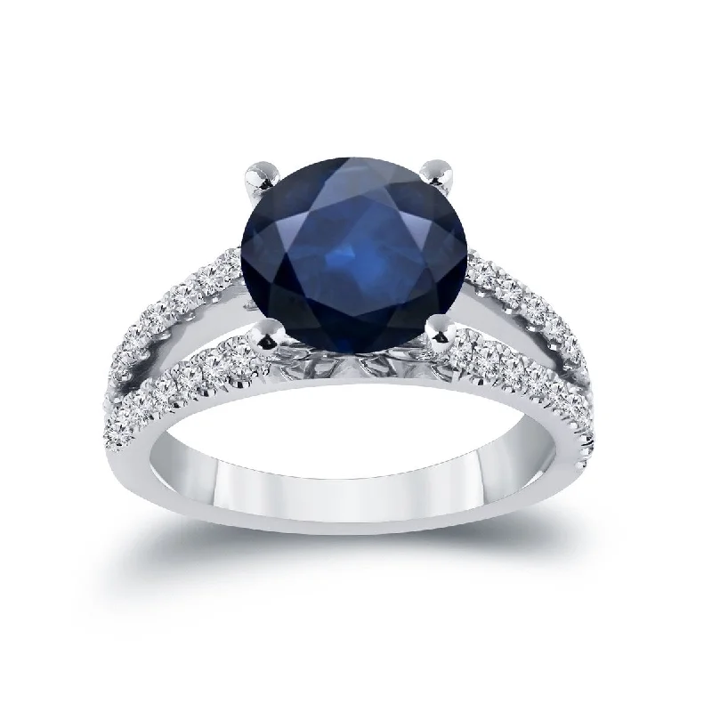 Lush moonstone ring-Auriya 14k Gold 1 3/4ct Blue Sapphire and Diamond Engagement Ring 1/2ctw (H-I, SI1-SI2)