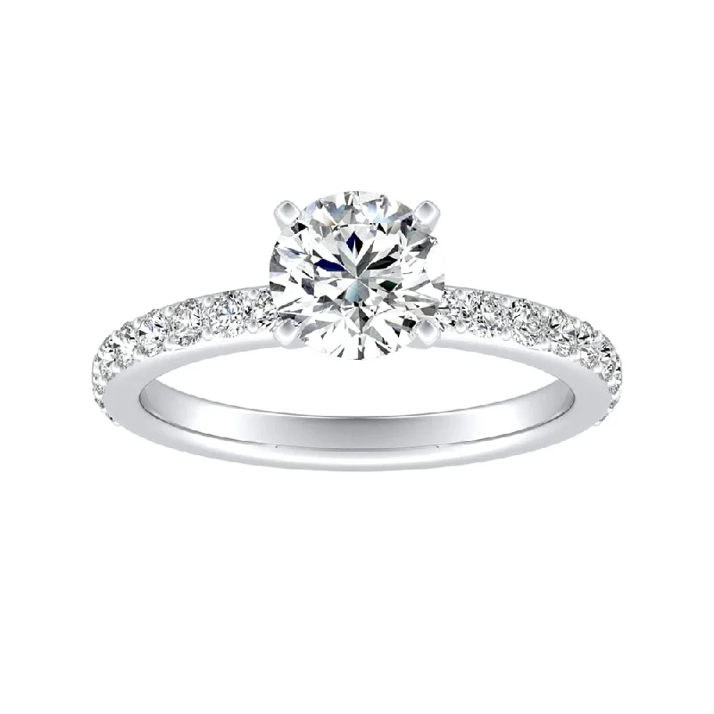 Tall tier ring-Auriya 14k Gold 1ctw Round Moissanite and Diamond Engagement Ring 1/3ct TDW