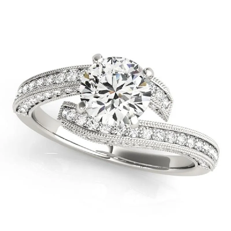 Leaf-bud ring-Auriya 14k Gold 2 1/2ct Round Moissanite and 1/2ctw Diamond Bypass Engagement Ring