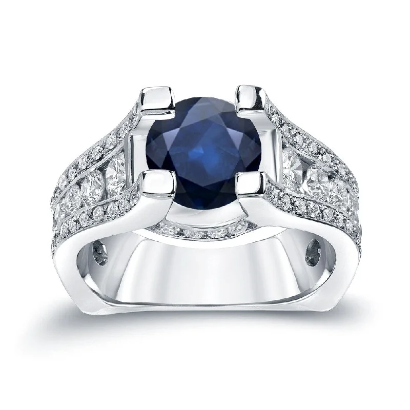 Dense gold ring-Auriya 14k Gold 2ct Unique Blue Sapphire and Diamond Engagement Ring 1 1/4ctw