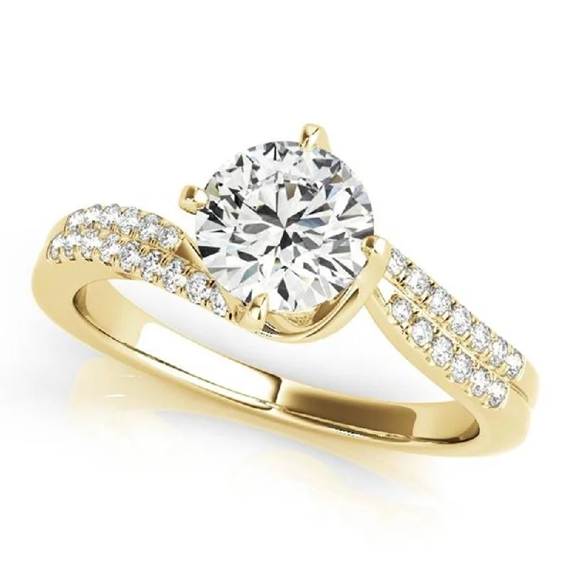 Woven knot ring-Auriya 14k Gold 3ct Bypass Moissanite and Diamond Engagement Ring 1/6ctw