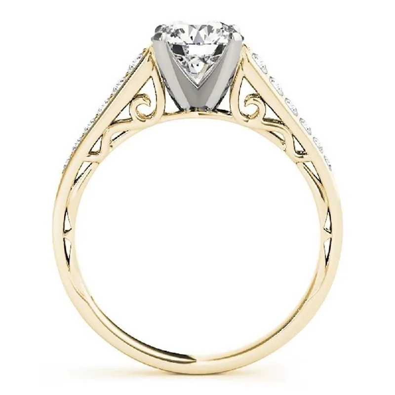 Sunbeam ring-Auriya 14k Gold 3ct Round Brilliant Moissanite and 1/4ctw Diamond Engagement Ring